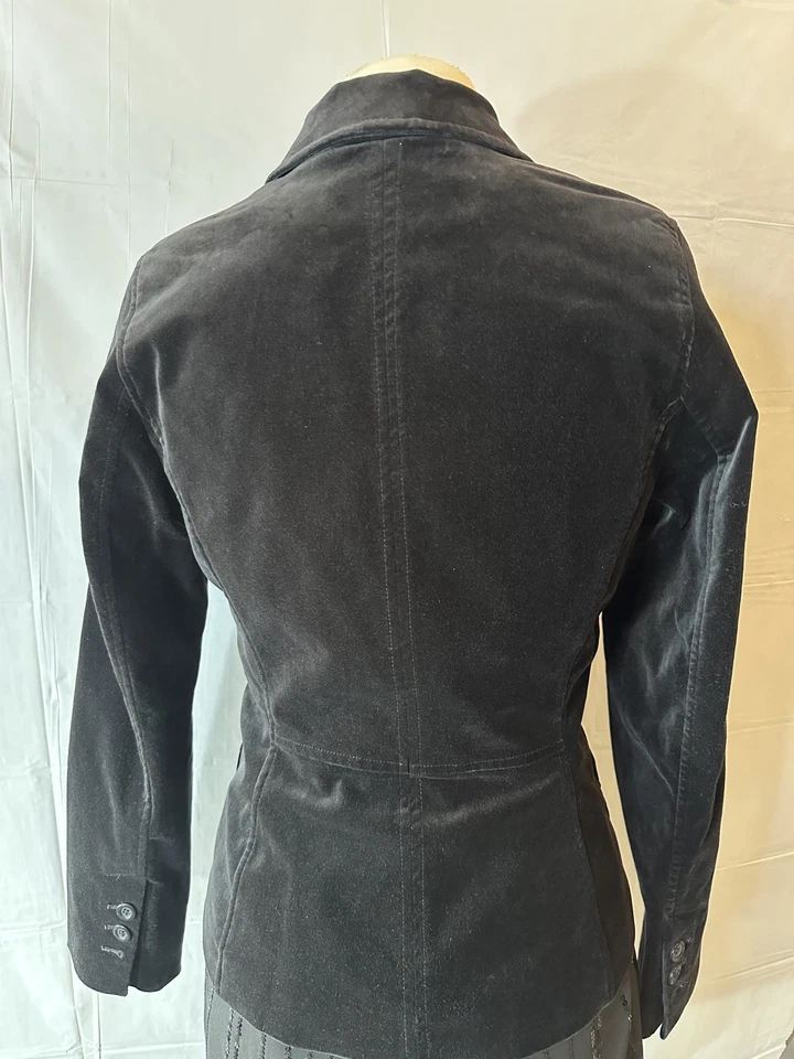Blazer H&M Chaqueta Negra Mujer 8 Terciopelo Forrado Dos Botones Bolsillos Ajustado Foto 2 de 4