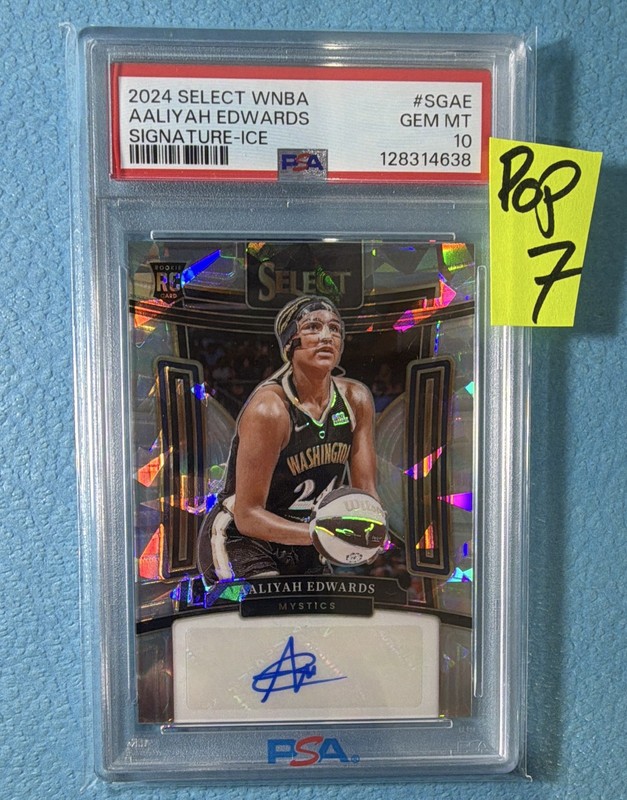 Aaliyah Edwards Pop 7 Panini 2024 Select Signatures Ice #SG-AE RC Auto PSA 10