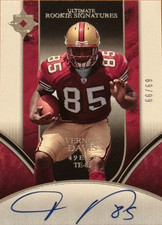 2006 Vernon Davis 49ers (RC) Rookie Card Ultimate Rookie Signature Auto /99 #208. rookie card picture