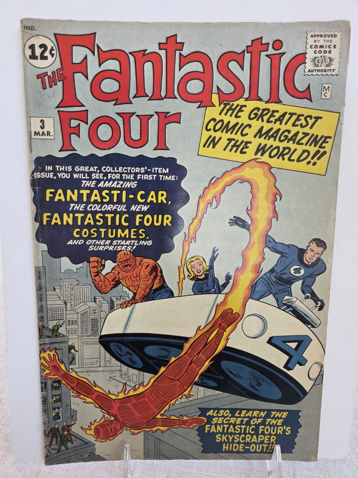 FANTASTIC FOUR #3 - NICE VG/FN 5.0 - 1ST COSTUMES/ CAR - 1962 - LOW $1995 B.I.N.