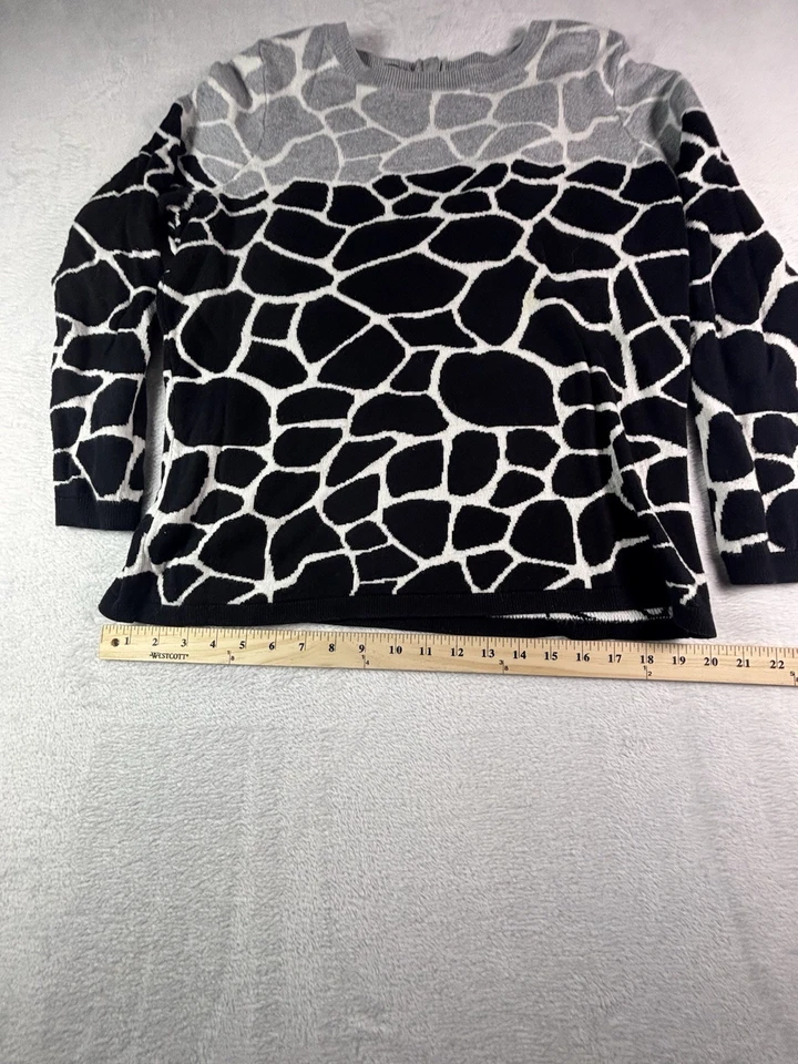 Talbots Woman Sweater Plus Size 1Xp Animal Print Color Block Cotton Rayon Nylon - Image 4 of 4