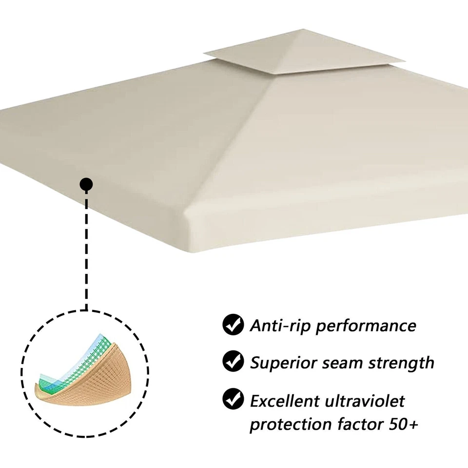 3X3M Canopy Top 2-Tier Gazebo Replacement Roof Cover Shelter BBQ Tent Garden UK - Image 3 of 4
