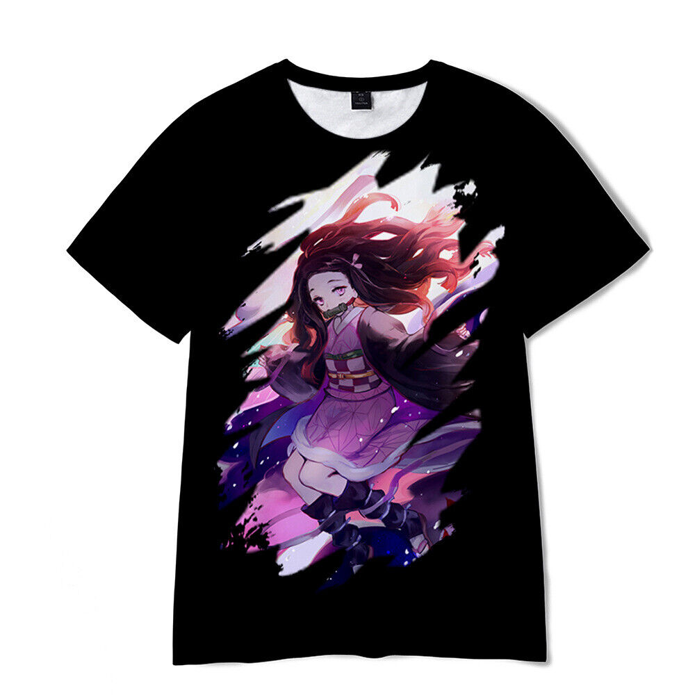 DEMON SLAYER Nezuko Kamado Design T-shirt with DTF (Direct to Film) Anime  Print Rubberized Quality Plain 80% Cotton 20% Polyester, Crew / Round Neck  for Casual Unisex Wear, fit Men Woman, Available