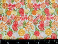 Tina Scrap 9"x21" Flower Floral Garden Spring Rose Leaves Pink FABRIC COTTON