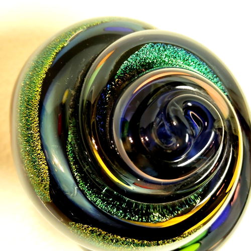 Murano Art Glass Seashell Glitter Spiral Swirl Paperweight Twist Table Sculpture - Picture 8 of 10
