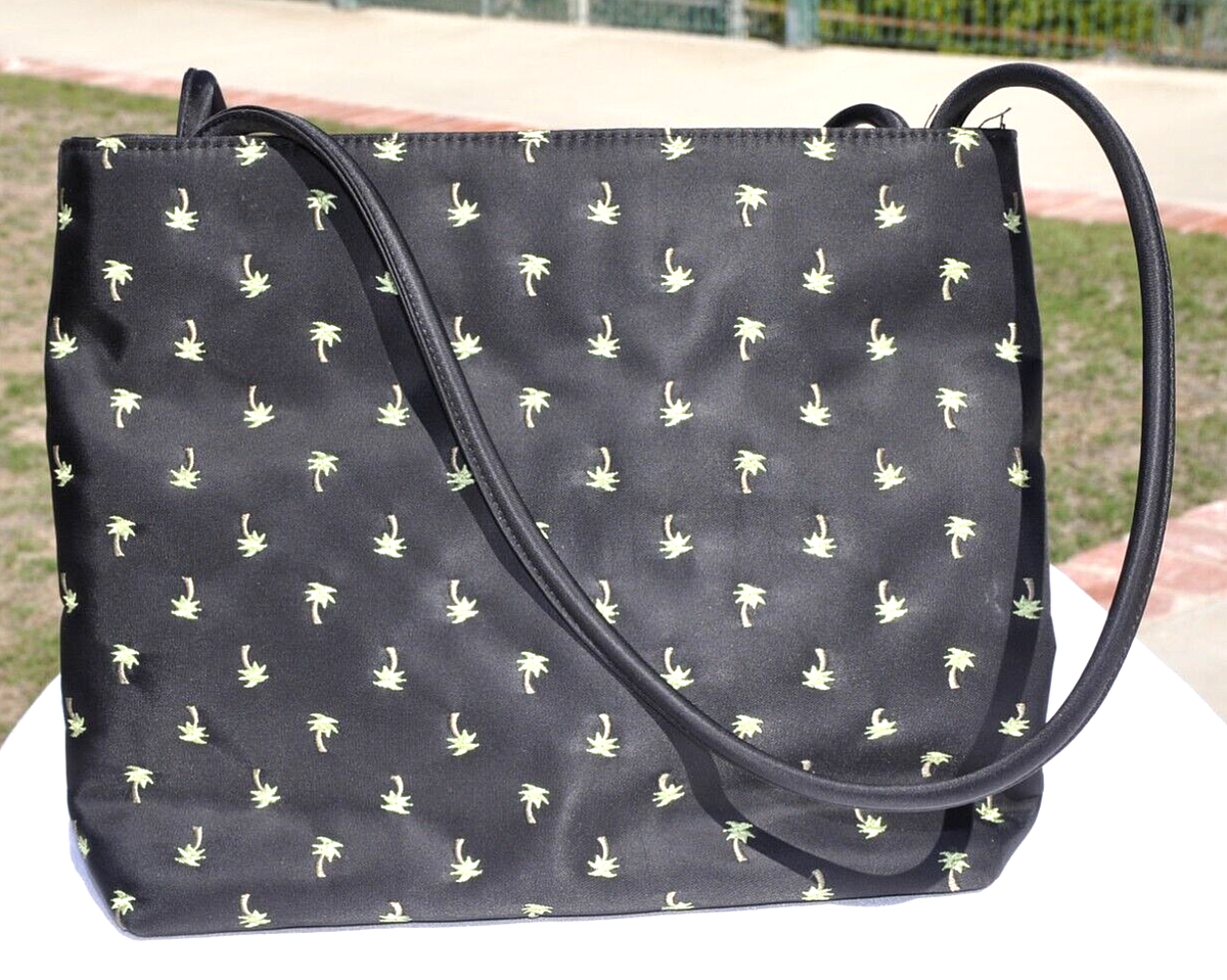 wind and sea messanger bag 黒 palm tree SUNNY HAWAII EMBROIDERED PALM TREES BLACK PURSE BAG EUC | eBay
