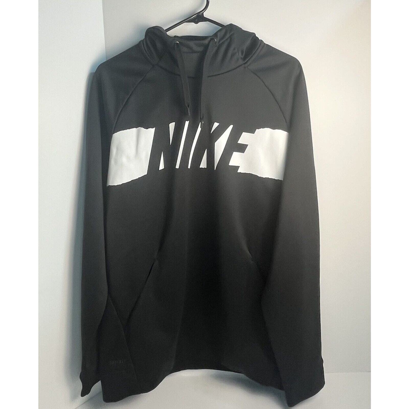 NIKE MENS LARGE HOODIE DRI-FIT THERMA BLACK GRAFFITI HOODED SWEATSHIRT CJ5163
