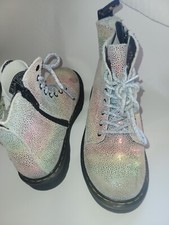 Dr. Martens 1460  Metallic Rainbow Lace Up Boots Suede 1 US Girls