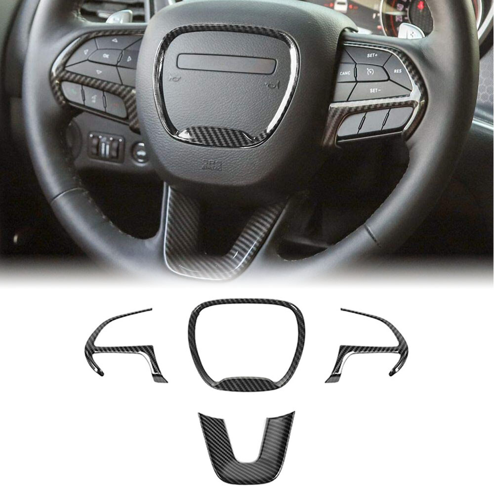 Carbon Fiber Steering Wheel Cover Trim Bezels Accessories For Dodge Charger 15+
