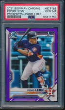 PSA 10 PEDRO LEON 1st 2021 Bowman Chrome PURPLE REFRACTOR/250 Rookie RC GEM MINT