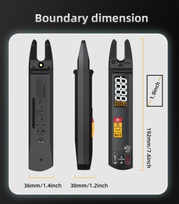 Clamp Multimeter AC/DC V A Ω F Hz C Duty Live Wire Check Flashlight Li-Battery