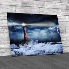 Lighthouse  Stunning Seaside Views Meta Data Canvas Print Large Picture Wall
