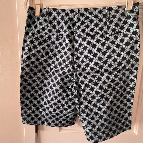 Talbots Petites Navy and Turquoise Geometric Pattern Bermuda Shorts Size 10P - Picture 12 of 13