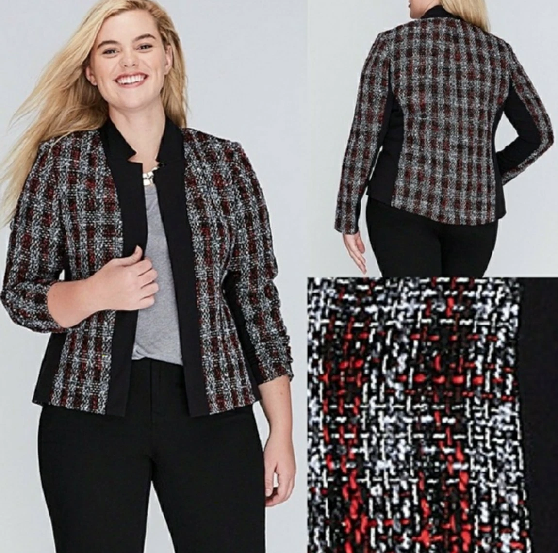 Lane Bryant Women's Tweed Jacket Plus sizes 14 20 Venetian Red