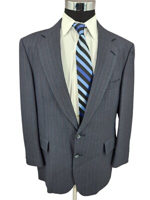 Strathmore 2 Piece Suit Mens 42 Blue Pinstripe Pure Wool Pants 36x30 Vented