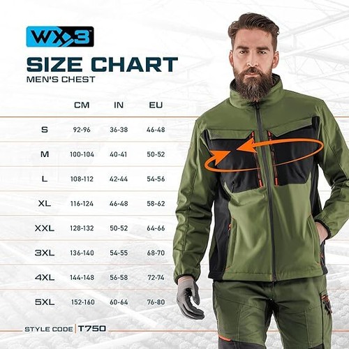 Giacca da lavoro resistente Portwest WX3 Softshell antivento impermeabile con finiture riflettenti - Foto 2 di 18
