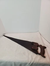 Vintage Disston & Sons Philada Hand Saw 32.5" with 28" Blade Carved Wood Handle