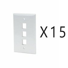 15 Pack Lot - Keystone 3 Hole Port Jack Wall Face Plate Network CAT5e CAT6 White