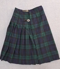 VTG Kinloch Anderson Scottish Dress Gordon Tartan kilt plaid pleated skirt 12 GB