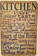 TIN SIGN 8x12 Kitchen home cooking gourmet spices recipe love heart mother Br9c