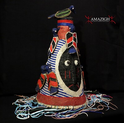 Old Beautiful Yoruba Beaded Crown – Ade Oba – South West, Nigeria