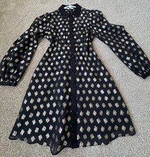 Zara Sheer And Golden Foil Black Dress New NWT Size XS