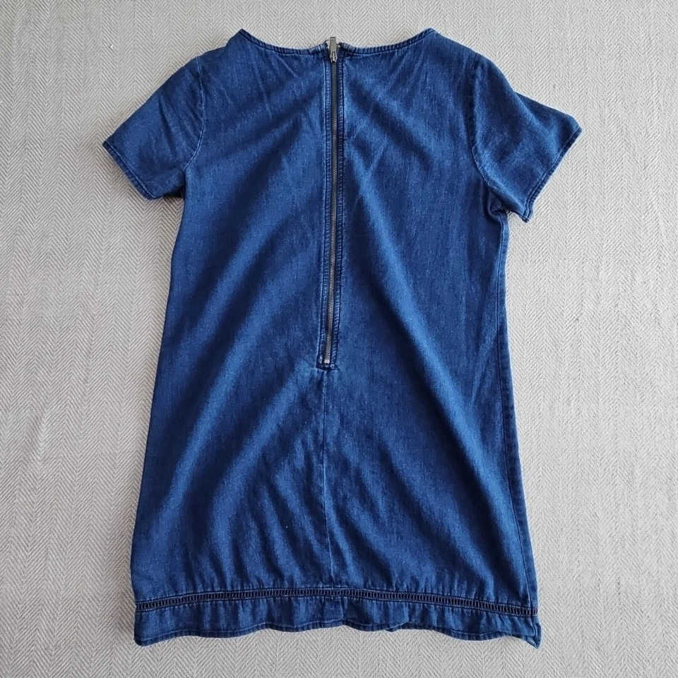 Calvin Klein Denim Tunic Women's Large Embroidery 3/4 Zip Cap Sleeve Old Money - Image 3 of 4