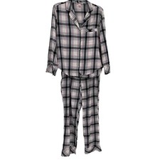 Victoria's Secret Women Flannel Pajama Set Pink Black White Plaid Size Small