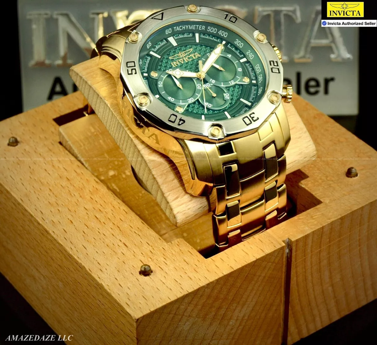 NEW Invicta Men 50mm ProDiver Scuba Chronograph GREEN GLASS FIBER DIAL SS Watch