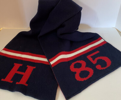 Tommy Hilfiger H 85 Unisex Men's or Women's Red White & Navy Scarf Pre-owned