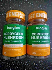 Lot of 2: Fungies Cordyceps Mushroom Daily Gummies Boost Energy 30 ea EXP 9/26
