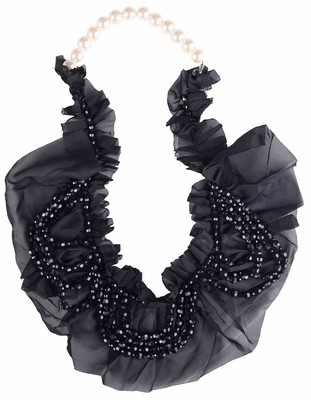 Schmuck Vintage Halskette Burlesque 20er Textilkette Stoff Collier Perlenkette