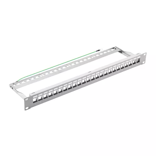 ProfiPatch 19" Patchpanel Verteilerfeld 24-Port 1HE für Keystone Jack Modul grau