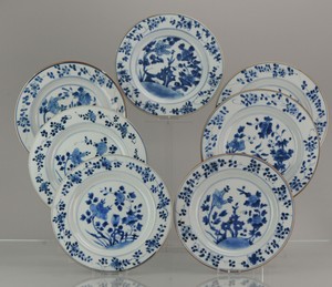 #7 Antique Chinese Porcelain 18th C Kangxi Period Blue White Dinner Plates