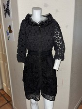 VTG MAXMARA Max Mara Studio Black Floral Lace Cut-Out Front Zip Dress 36