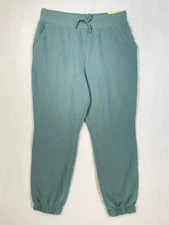 All In Motion Jogger Pants Women Large Fleece High Rise Side Pockets Green