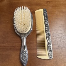 VTG Towle Silver Plated Hairbrush And Comb Vanity 2 Pc Set
