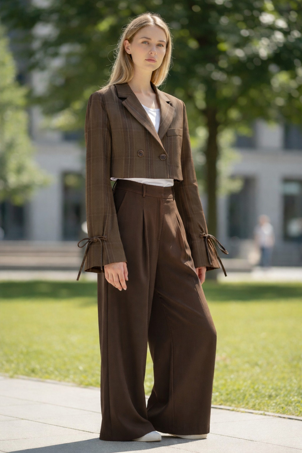 Cloud Ten Cropped Brown Jacket - Double Breasted … - image 2