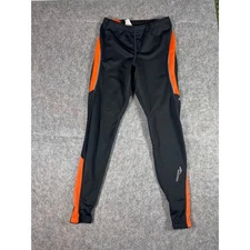 Saucony Men's Running Tights Pants Black Orange VIZI PRO Athletic Gym Size Small