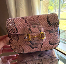 Gucci Pink/Black Snake Print Crossbody Bag w/...
