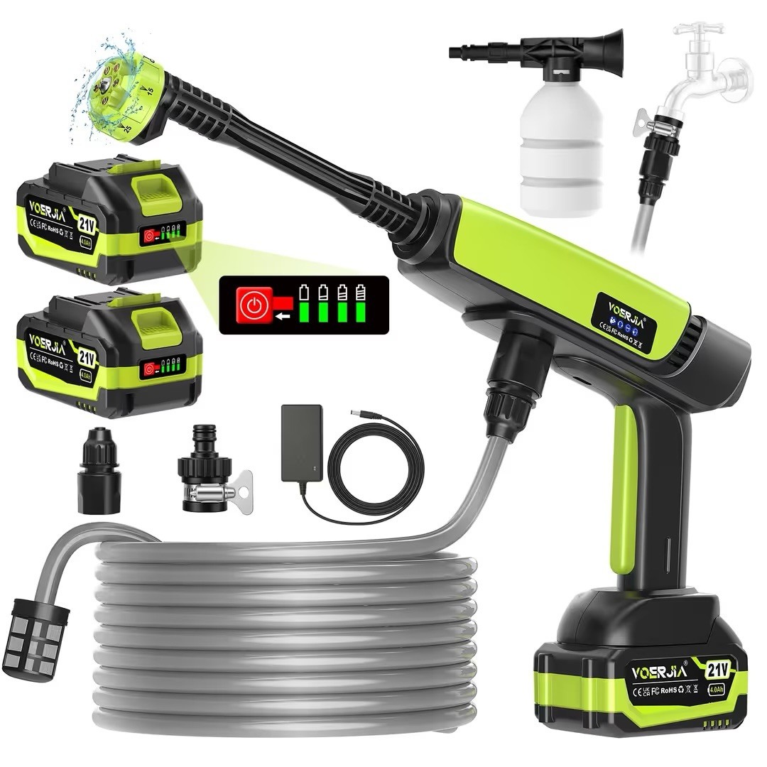 Cordless Pressure Washer 1000 PSI 6-in-1 2x400mAh 5m Hose - 21V