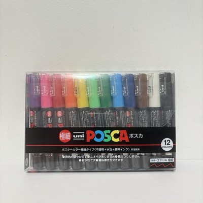 Uni-Posca Paint Marker Pen - Extra Fine Point - Set of 12 (PC-1M12C) - Japan