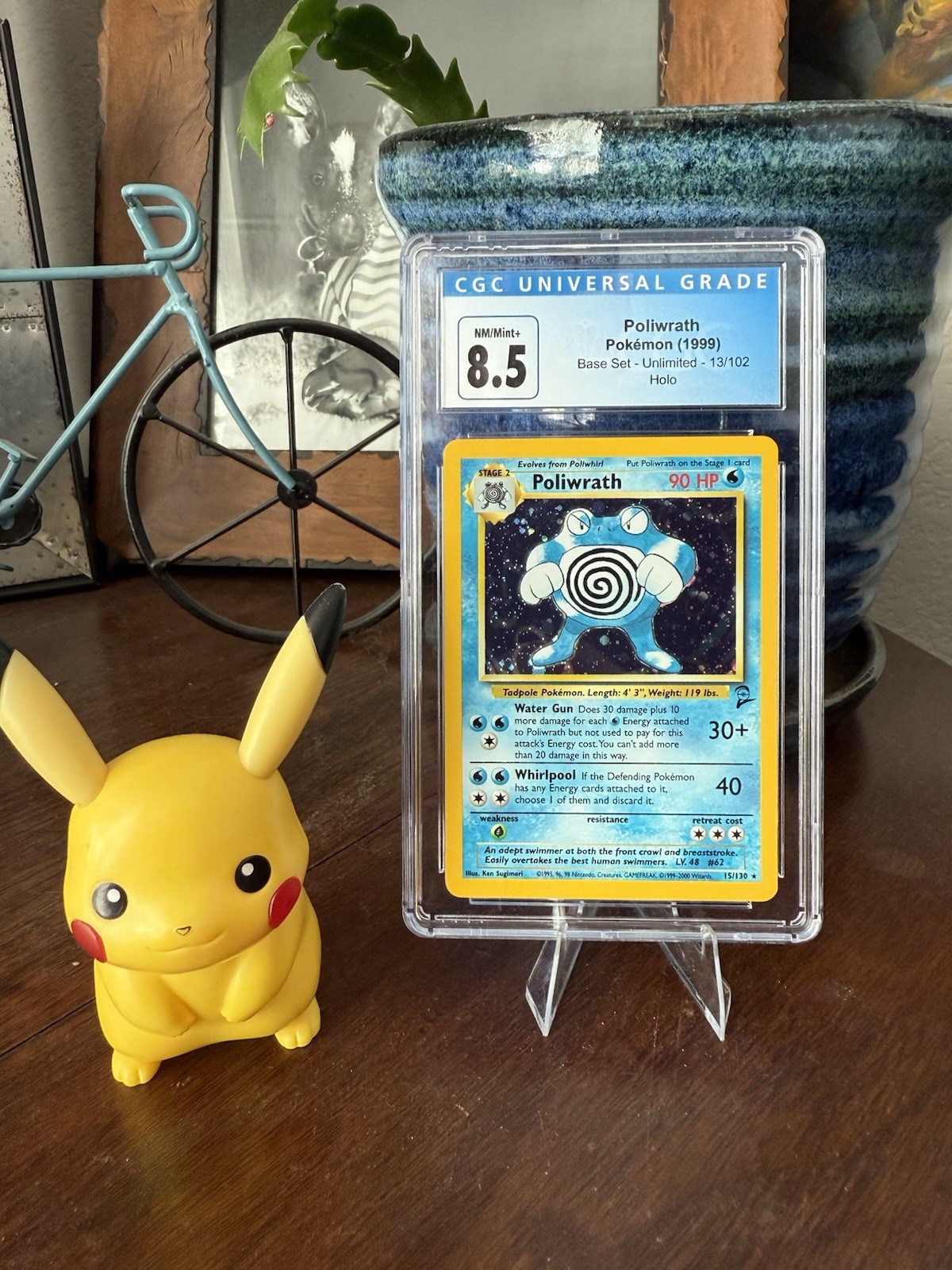 Poliwrath 15/130 Holo Pokemon TCG Base Set 2 CGC 8.5 Blue Label (Grading Error)