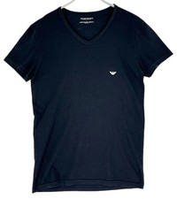 Emporio Armani Womens Crew Neck Short Sleeve T-Shirt Size L Black Cotton Jersey