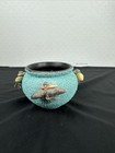 Vtg. Native American Zuni Fetish Pot Crushed Turquoise Encrusted Bowl W/4 Animal — photo 8