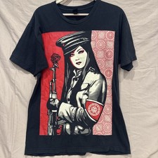 OBEY Shepard FAIREY Sedation of Millions Black Tee Large Rare Y2K Political