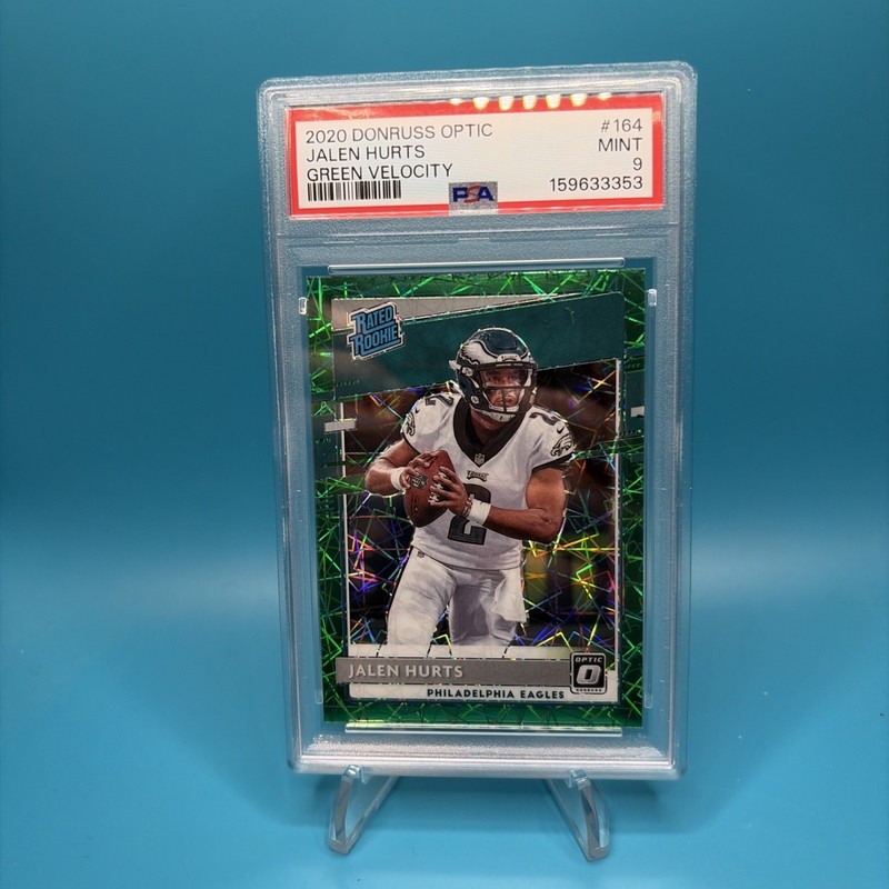 2020 Donruss Optic Green Velocity Jalen Hurts ROOKIE PSA 9