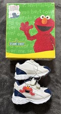 Y2K Vintage Elmo Sesame Street Baby Shoes Size 2 Great Condition White Navy Blue