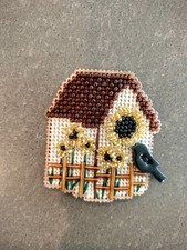 Mill Hill Sunflower Birdhouse Finished Cross Stitch Magnet