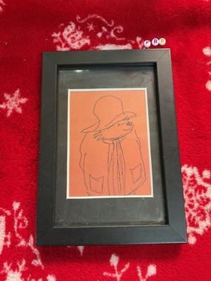 GERAHMTER limitierter Kunstdruck, Paddington Bär von Peggy Fortnum selten orange